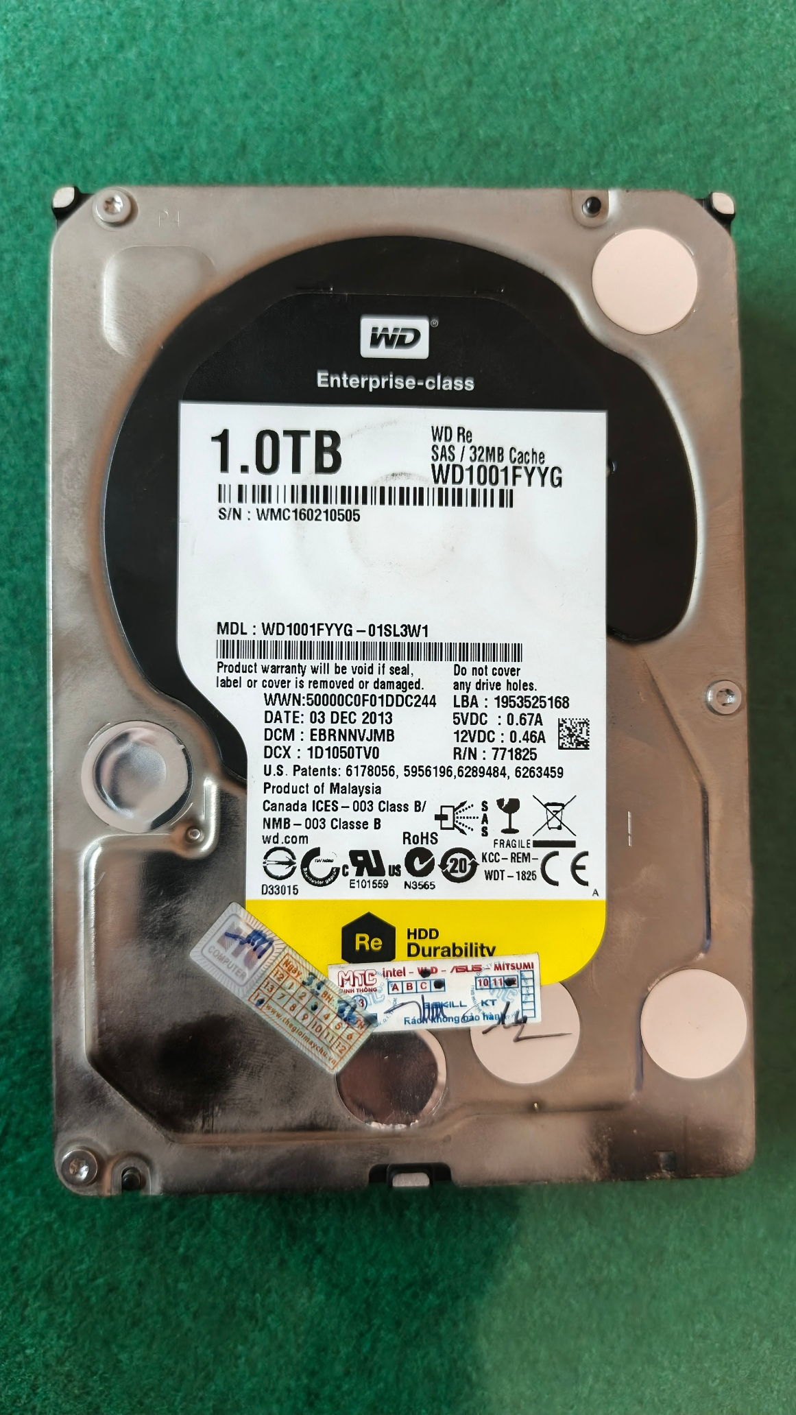 Ổ cứng Western Digital WD RE 1TB 7.2K RPM 32MB SATA 6Gb/s 3.5" - WD1001FYYG